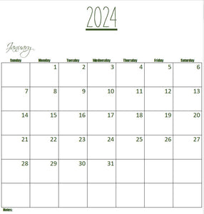 Printable- 12 Month Calendar 2024 [PDF]
