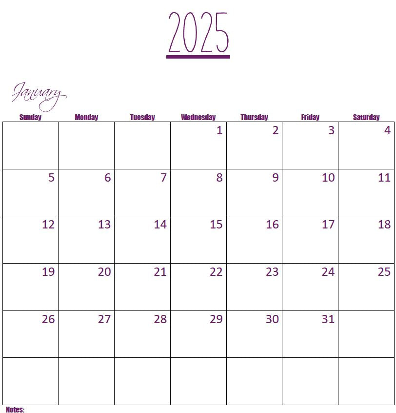Printable- 12 Month Calendar 2025 [PDF]