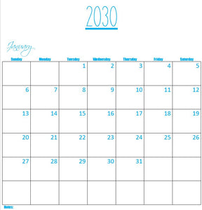 Printable- 12 Month Calendar 2030 [PDF]