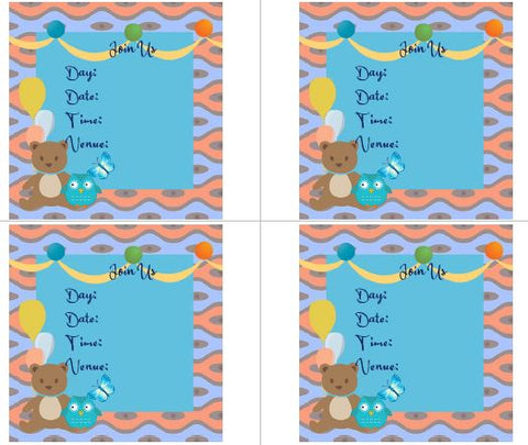 Printable-Kids Invitations Blue Bear [PDF]