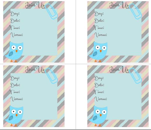 Printable-Kids Invitations Blue Owl [PDF]