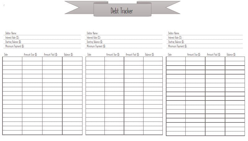Printable-Debt Tracker  [PDF]