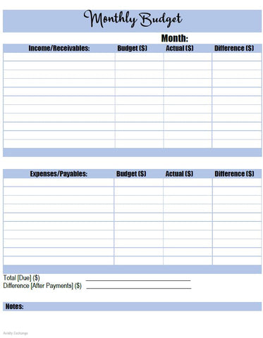 Printable-Monthly Budget 2 [PDF]