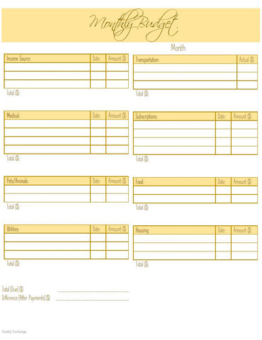 Printable-Monthly Budget 3 [PDF]