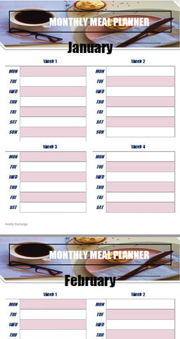Printable [WORD]-Monthly Meal Planner