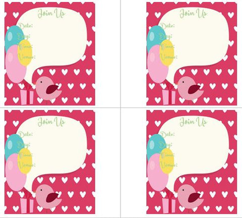 Printable-Kids Invitations Pink Bird [PDF]
