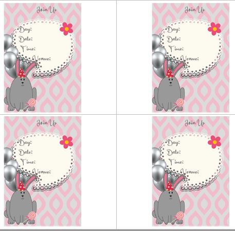 Printable-Kids Invitations Pink Bunny [PDF]