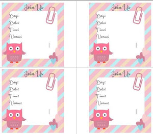 Printable-Kids Invitations Pink Owl [PDF]