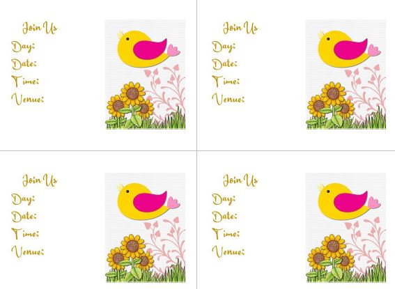 Printable-Kids Invitations Yellow Bird [PDF]